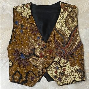Vintage Kenar Beaded Cotton Statement Vest